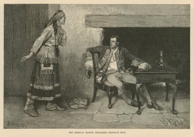 ポンティアックの陰謀を暴くオジブウェイの乙女 作： Howard Pyle